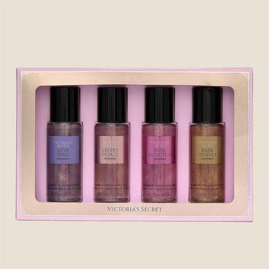 VICTORIA SECRET SET 4 MINIS SHIMMER FRAGRANCE MIST -083- ENVÍO INMEDIATO